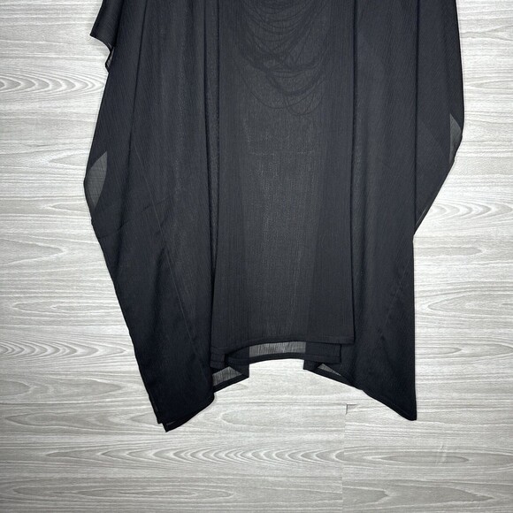 CHICO'S Sheer Size M/L Black Pancho Wrap Bead Necklace Scoop Neck Relax Fit - Picture 12 of 13
